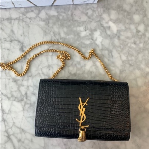 SAINT LAURENT Crocodile Embossed Medium Kate Tassel Bag - Picture 7 of 15